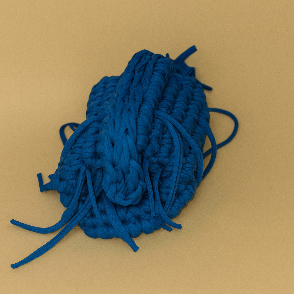 LUNA MINI YARN       Handmade Knitted Blue Yarn Bag