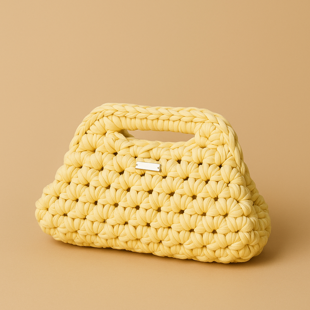 LUNA MINI BUTTER Elegant Handmade Chunky Knit Yellow Clutch